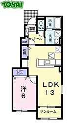 JR参宮線 宮川駅 徒歩26分の賃貸アパート 1階1LDKの間取り