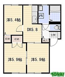 セピアフレグランス 3DKの間取図画像