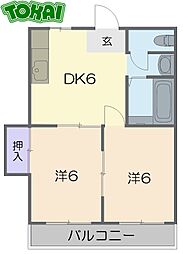 ルナパーク 2DKの間取図画像