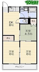 都コーポ2 3DKの間取図画像