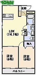 Mo-6 2LDKの間取図画像