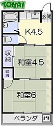 マンション自由ケ丘 2Kの間取図画像