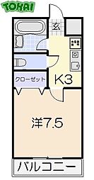 レスポール 1Kの間取図画像