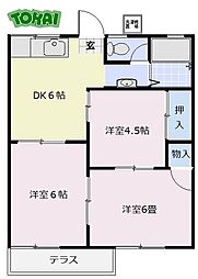 ハイツ四季 3DKの間取図画像