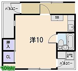 ニシイビル ワンルームの間取図画像