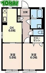 グランデール泉C 2DKの間取図画像