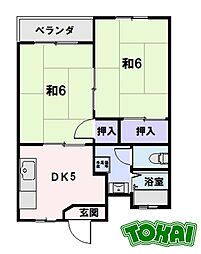 サンスカイまことマンション 2DKの間取図画像