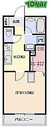 シャルマンＩＢ 2階1Kの間取り