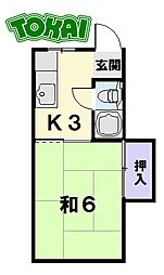 コーポまつむら 1Kの間取図画像
