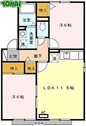 シトラスの風　Ｂ棟 1階2LDKの間取り