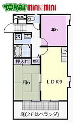 近鉄山田線 伊勢中川駅 徒歩6分の賃貸アパート 1階2LDKの間取り