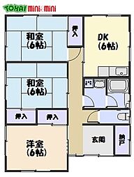 近鉄山田線 松ヶ崎駅 徒歩28分の賃貸一戸建て 1階3DKの間取り