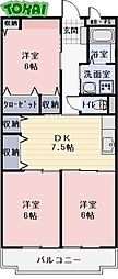 エクセレンス 2階3DKの間取り