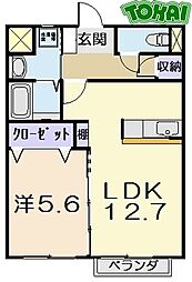 ルーチェ塚本 1階1LDKの間取り