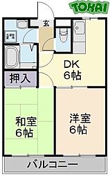 セントナージュ 3階2DKの間取り