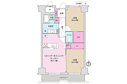 湘南平塚スカイマンション 2LDKの間取図画像