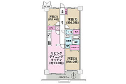 平塚パークサイドダイヤモンドマンション 3LDKの間取図画像