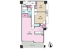 グランヒルズ平塚袖ヶ浜 2LDKの間取図画像