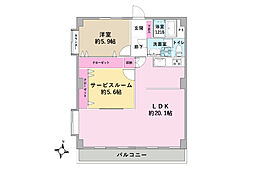 サガミ八雲ハイツ 1SLDKの間取図画像