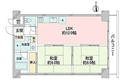シーサイドパレス平塚 2LDKの間取図画像