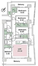 HARUMIFLAGSEAVILLAGEE棟 4LDKの間取図画像