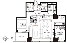 シティタワーズ豊洲ザ・シンボル 2LDKの間取図画像