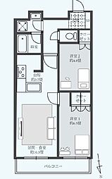 富久クロスコンフォートタワー 2LDKの間取図画像