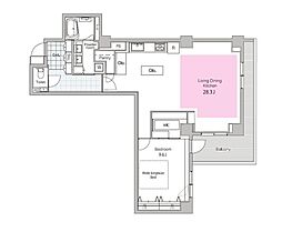 ザ・パークハウス元麻布 1LDKの間取図画像
