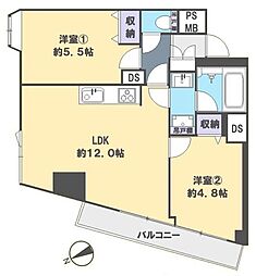 荻窪豊栄ステーションプラザ 2LDKの間取図画像