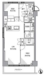 ジョイフル門前仲町第1 2LDKの間取図画像