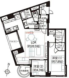 インペリアル広尾 2LDKの間取図画像
