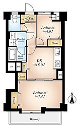中落合マンション 2DKの間取図画像
