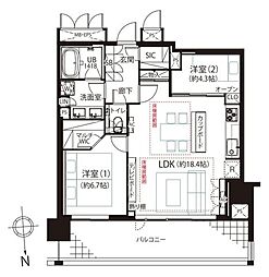 パークホームズ南麻布ザレジデンス 2LDKの間取図画像