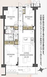 コスモ西葛西 3LDKの間取図画像
