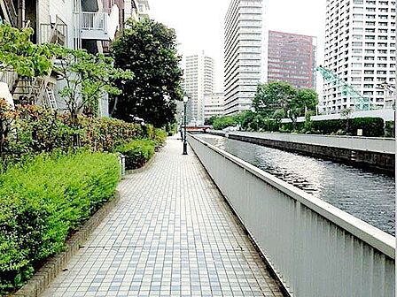 芝浦運河沿緑地 徒歩3分。 220m
