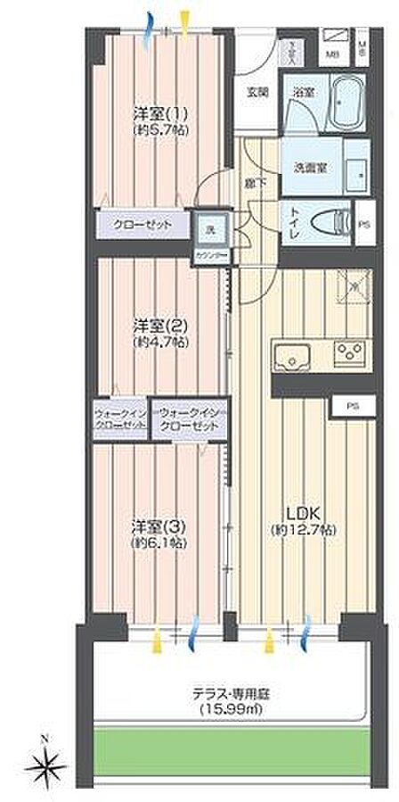 お庭付きの1階階下なし住戸。リフォーム済みの室内綺麗な3LDK。WICや食器洗浄機など設備充実です。