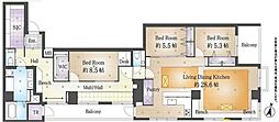 朝日九段マンション 3LDKの間取図画像