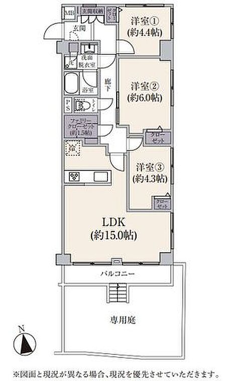 南向きの専用庭付き3LDK。リフォームにより綺麗に一新、食洗器や浴室乾燥機など設備充実です。