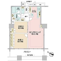 ブリリアマーレ有明 2LDKの間取図画像