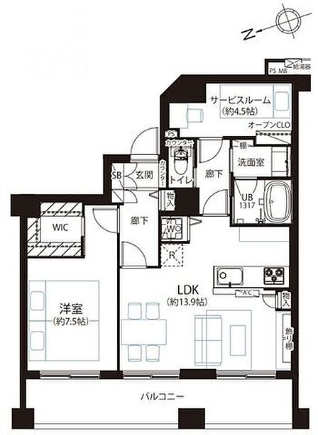 会話をしながらお料理が楽しめる人気の対面式キッチン。各所に収納を設けており荷物が多い方も安心です。