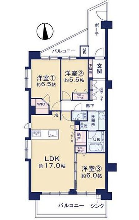 南向きにつき、陽当たり・通風・眺望良好です。収納スペースの多いお部屋で、お荷物が多いご家庭も安心ですね。