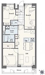 マンション第二恵比須苑 3LDKの間取図画像