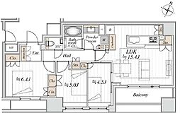 リビオレゾン千代田岩本町ザ・レジデンス 3LDKの間取図画像