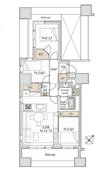 会話をしながらお料理が楽しめる人気の対面式キッチン。各所に収納を設けており荷物が多い方も安心です。