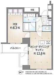 スカイグランデ汐留 1LDKの間取図画像