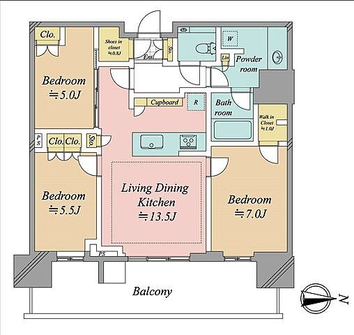 間取り HARUMI FLAG SUN VILLAGE T棟 37階/-