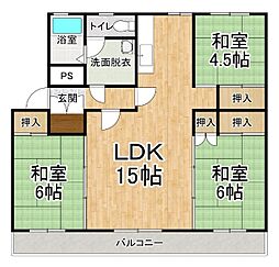 イースト・アパートメント 3LDKの間取図画像