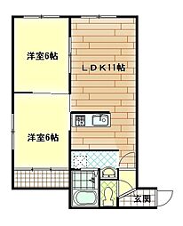 カルム122 2LDKの間取図画像