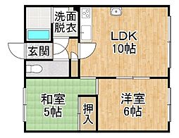 コーポ波多野 2LDKの間取図画像