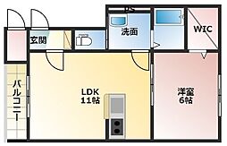 Ruby2 1LDKの間取図画像